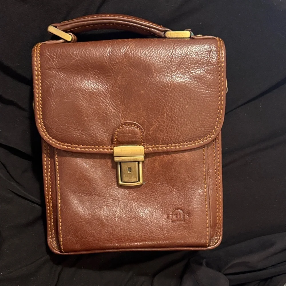 Etrier men's shoulder bag cognac, brown Leather Messenger Bag